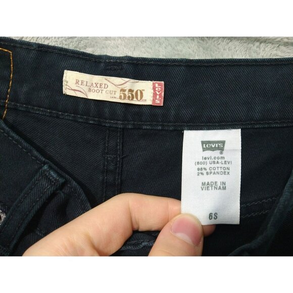 Levis 550 Jeans Womens 6 Short Black Denim Relaxed Boot Cut Western Cowgirl Y2K - Picture 7 of 8